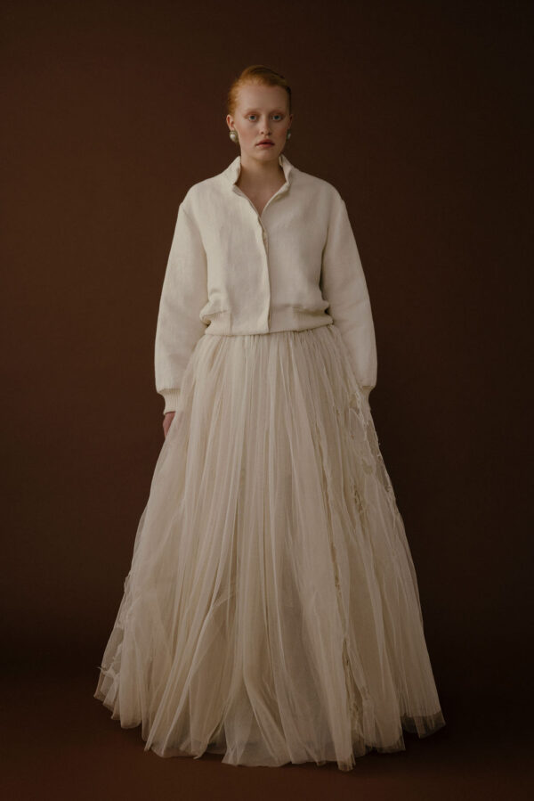 LEONIE OFFWHITE - SHORT JACKET WITH CUFFS